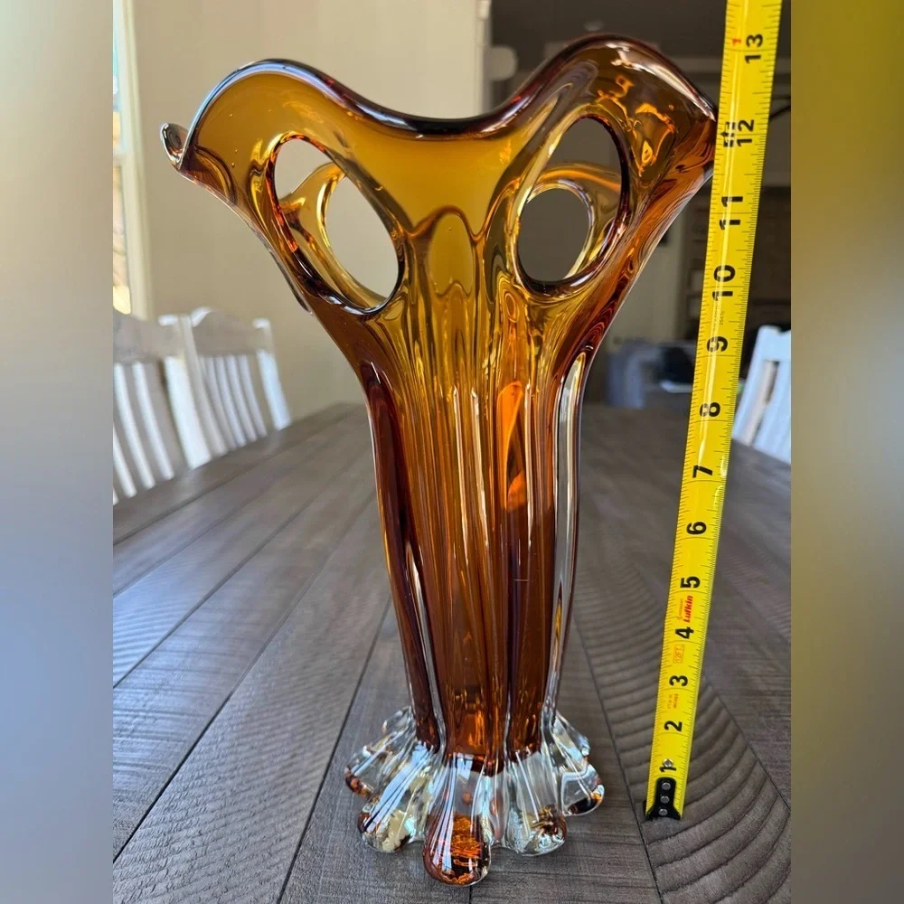 Vintage Amber Glass Vase